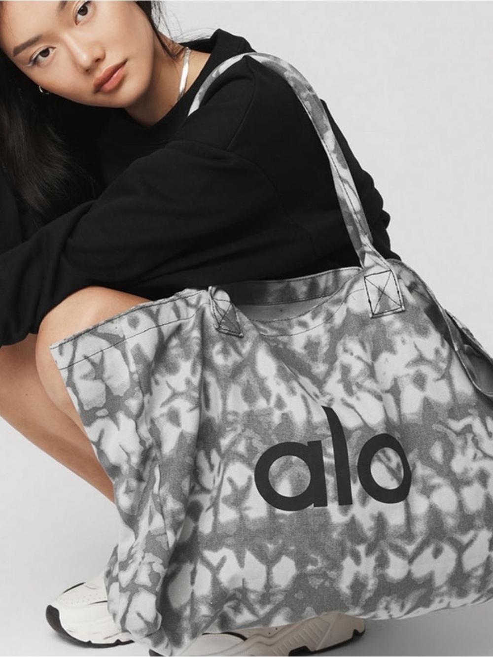BNWT Huge ALO Tote shopper Pilates yoga tie dye 100% Cotton athleisure bag XL